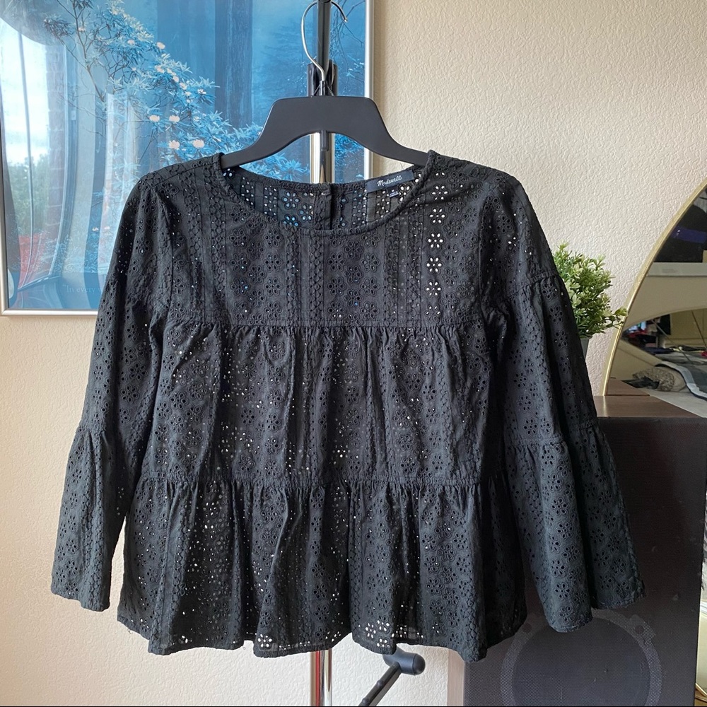 Black tiered long sleeve blouse from Madewell